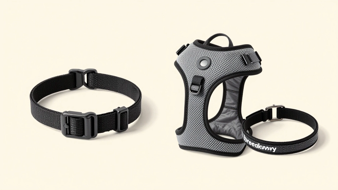 Comparison of traditional collar versus safe harness and breakaway options