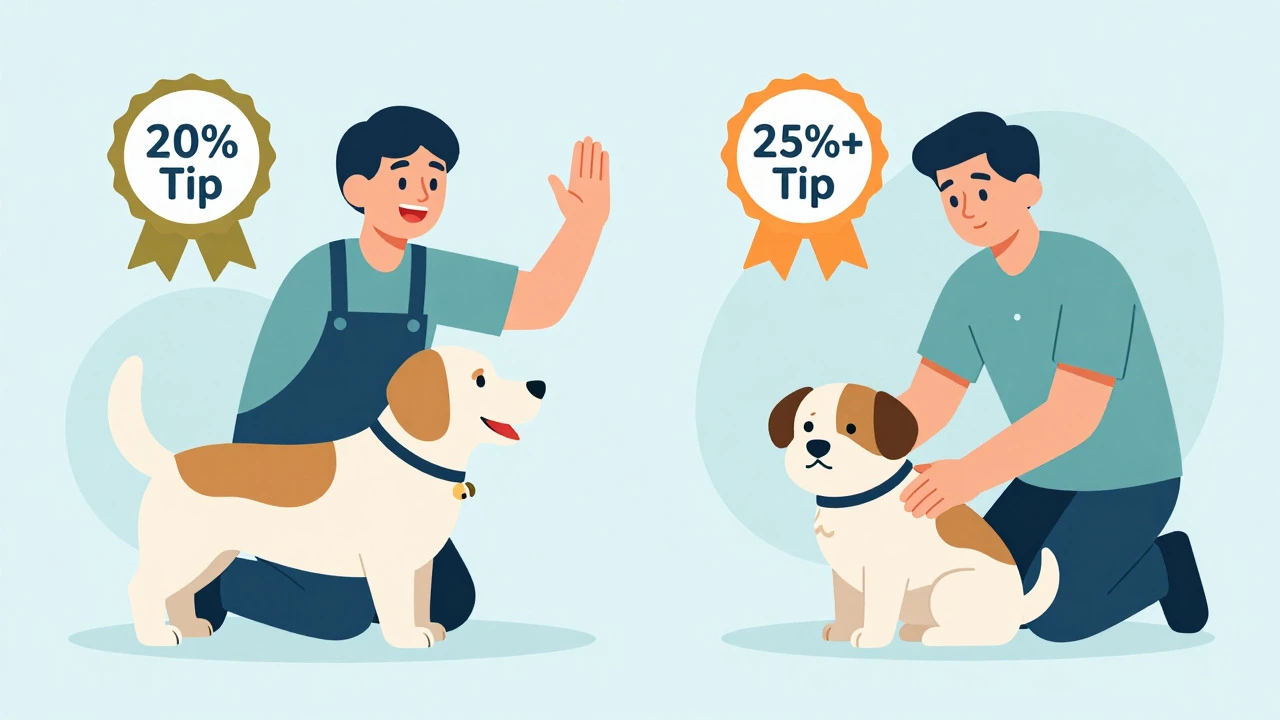 Illustration showing tip percentages for easy vs difficult dogs