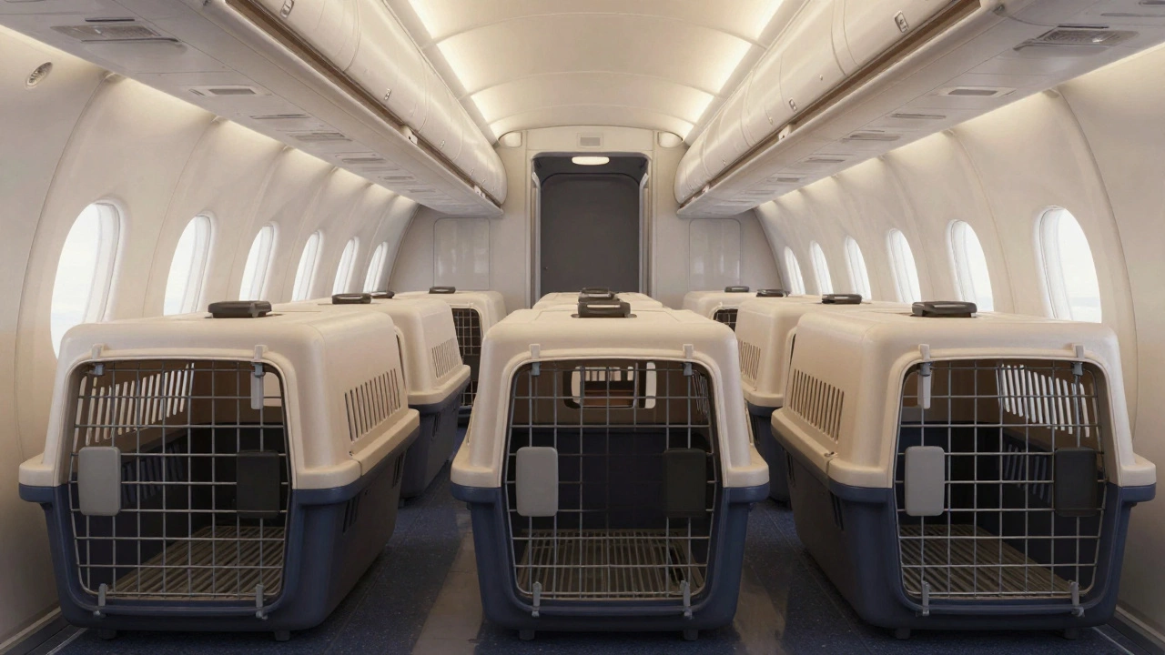 Secure crates inside climate controlled aircraft cargo
