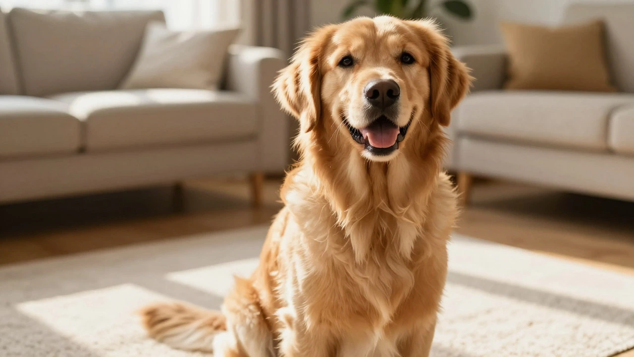 Happy Golden Retriever with a shiny, well-brushed coat