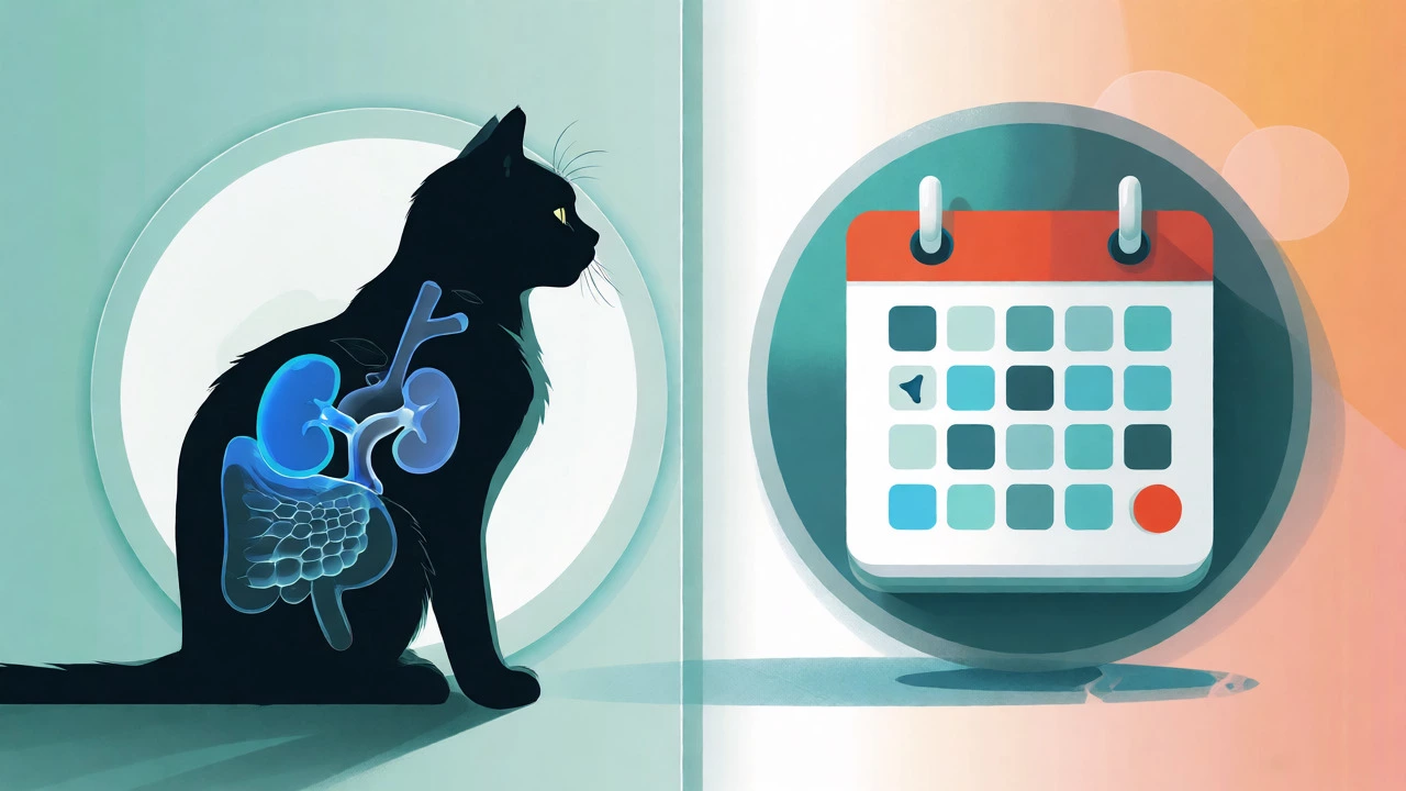 Conceptual illustration comparing illness coverage and wellness plans for cats