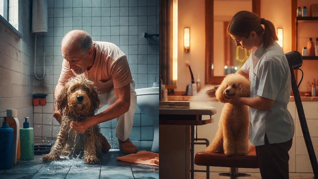 Comparison of chaotic home grooming vs calm professional salon